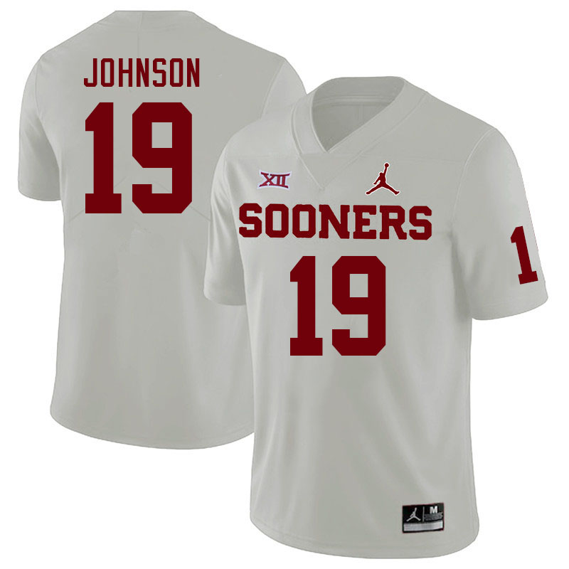 Men #19 Jacobe Johnson Oklahoma Sooners College Football Jerseys Stitched Sale-White